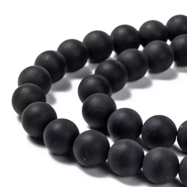 Bracelet de perles d'agate noire mate naturelle, perles de 8 mm.