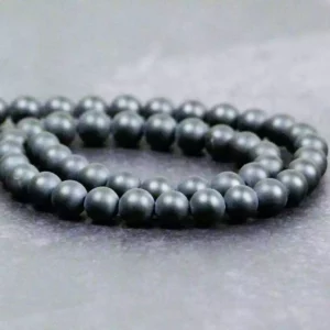 Perles rondes d'agate noire mate naturelle, 8 mm, pour bijoux élégants.